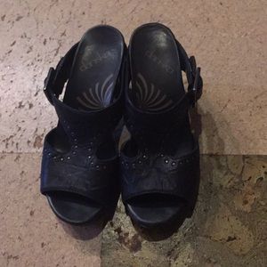 dansko heels with gold detailing